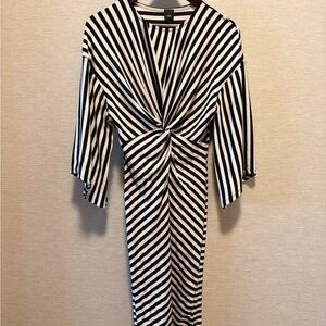 River Island Monochrome Striped Midi Dress